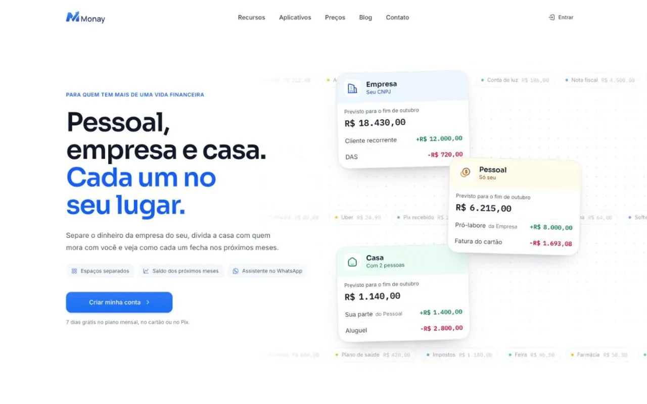 Interface do projeto Monay