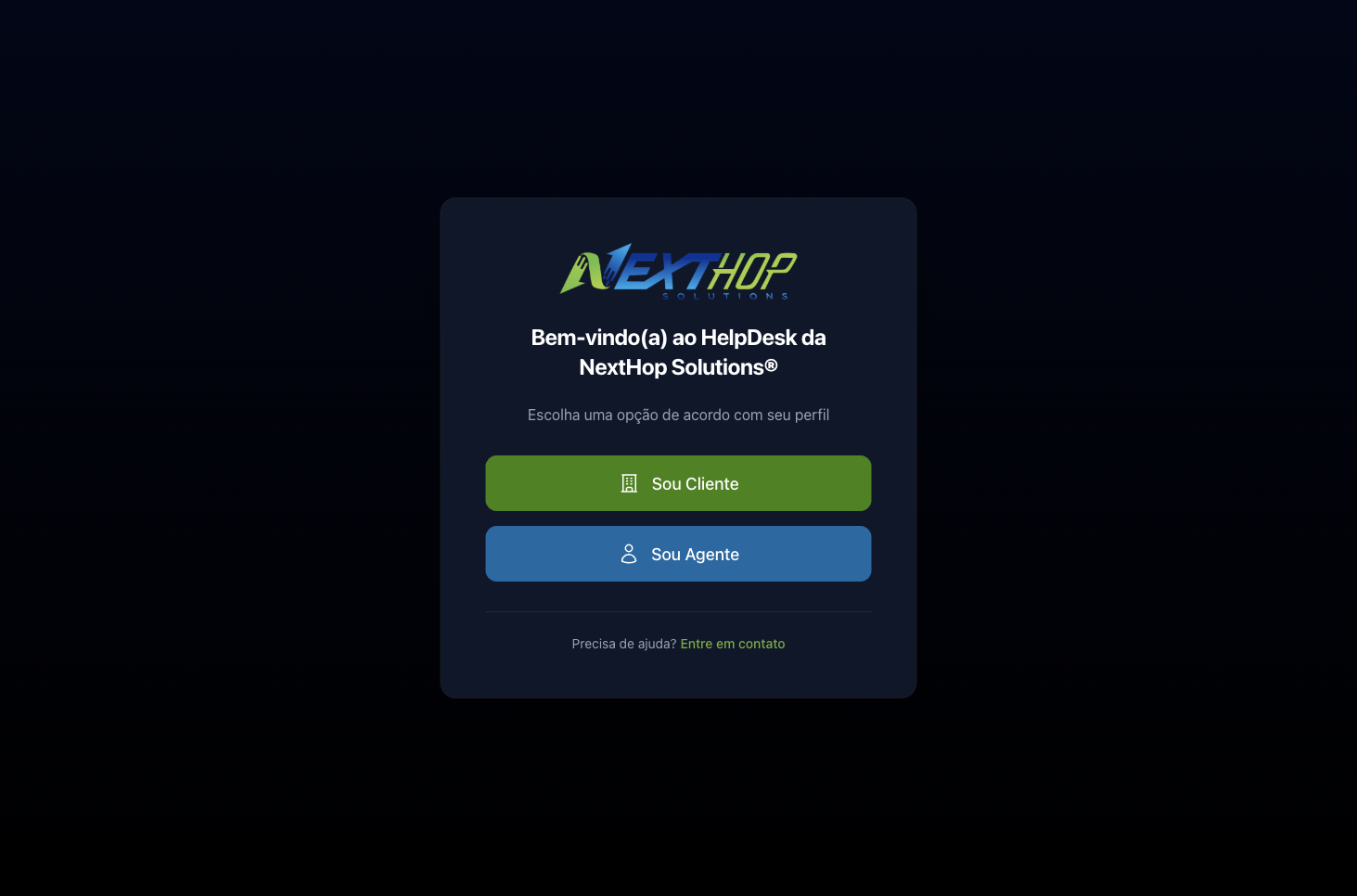 Interface do projeto Helpdesk - Nexthop